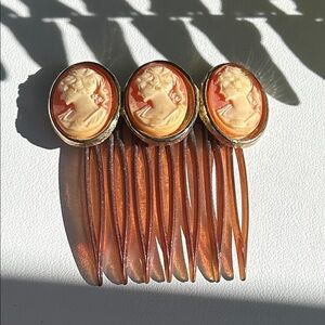 Vintage Three Cameo Hair Comb